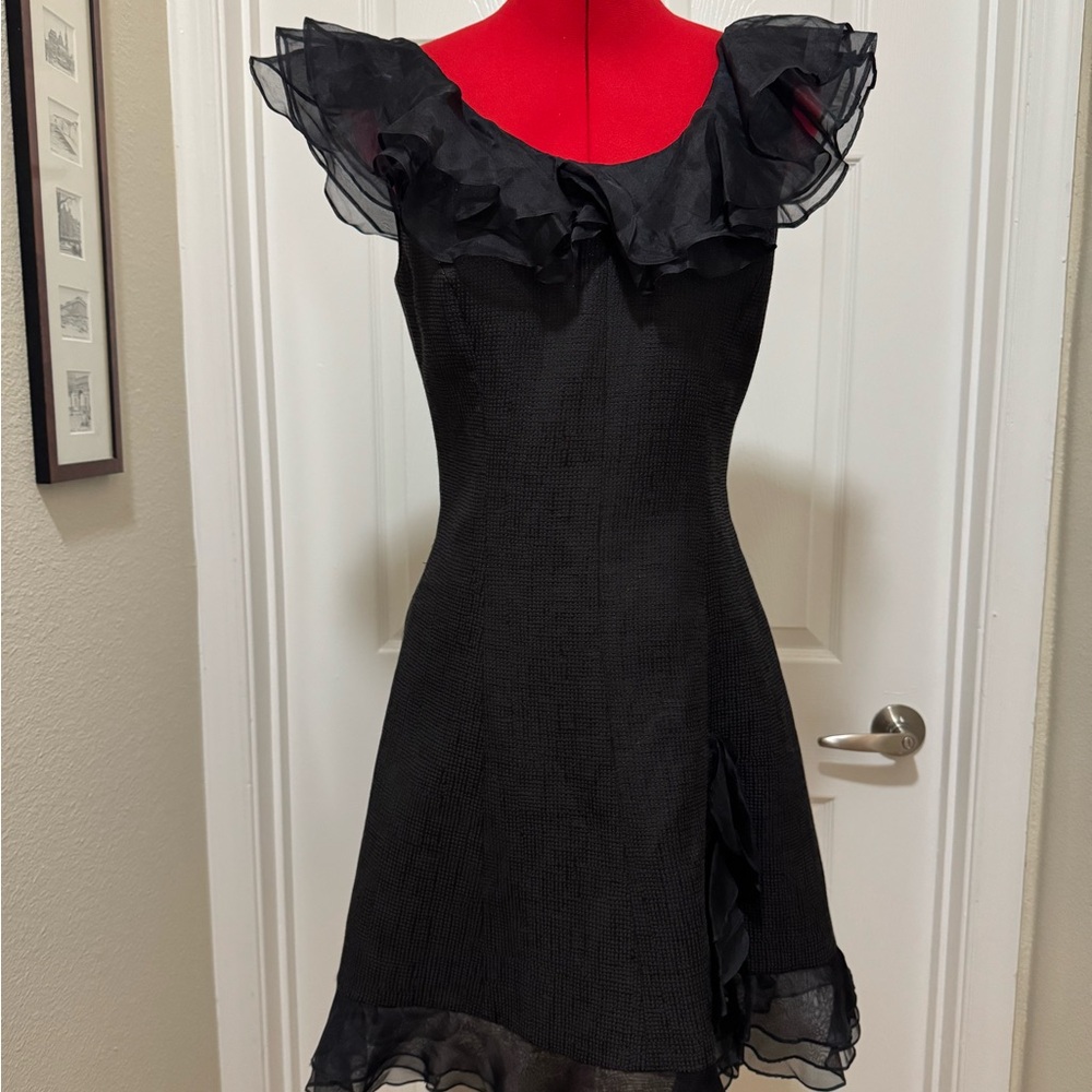 Rachel Zoe Black Ruffle Mini Dress, sz 8